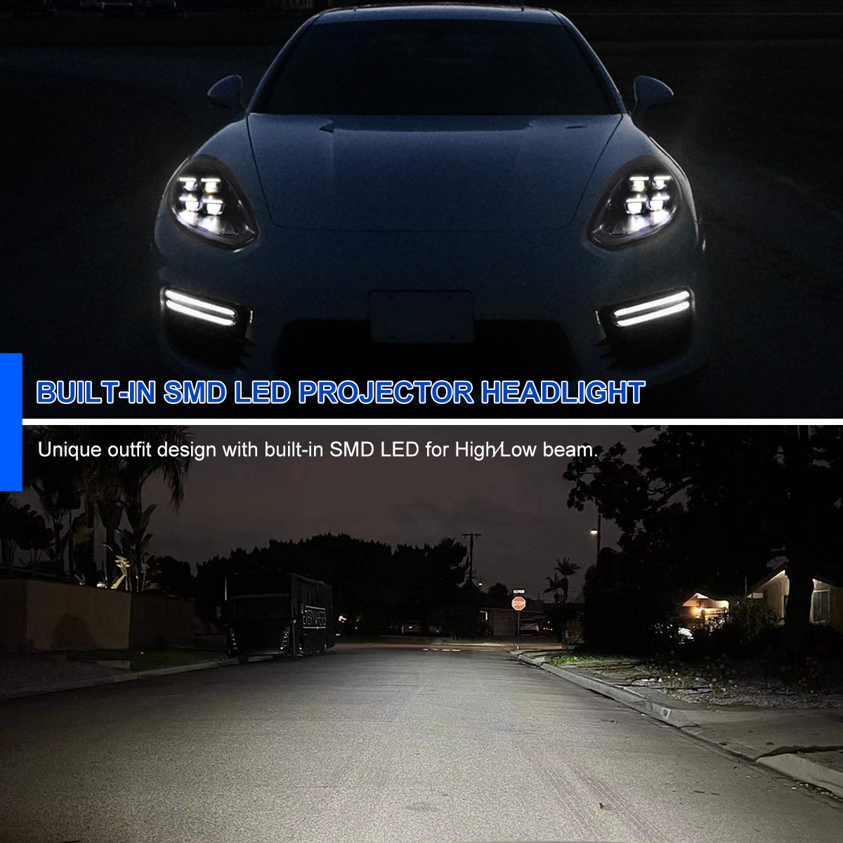 Spec-D 14-16 Porsche Panamera 970 Matrix Style Headlights for HID Blk