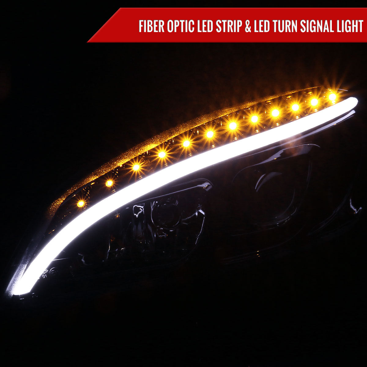 Spec-D 08-11 Benz W204 C Class Pro Headlights Light Bar Black /Smoked
