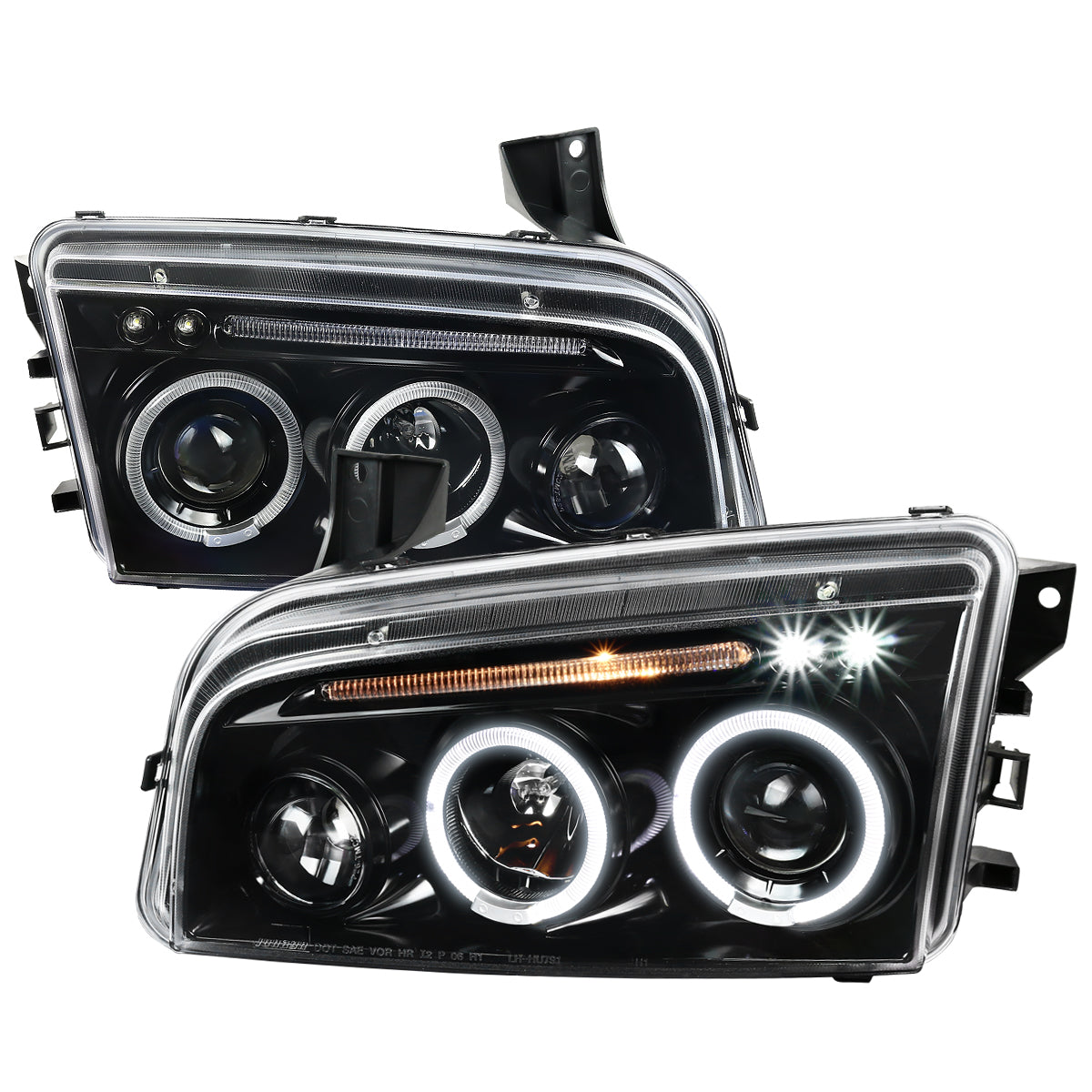 Spec-D 05-10 Dodge Charger Halo Projector Headlights Black
