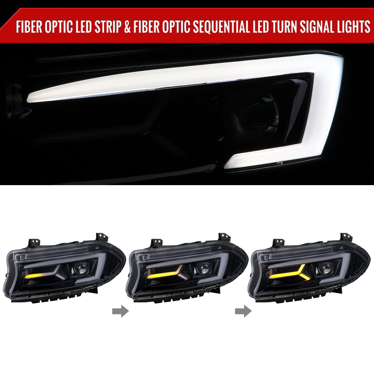 Spec-D 15-23 Dodge Charger Sequential Headlights Chrome/Smoked