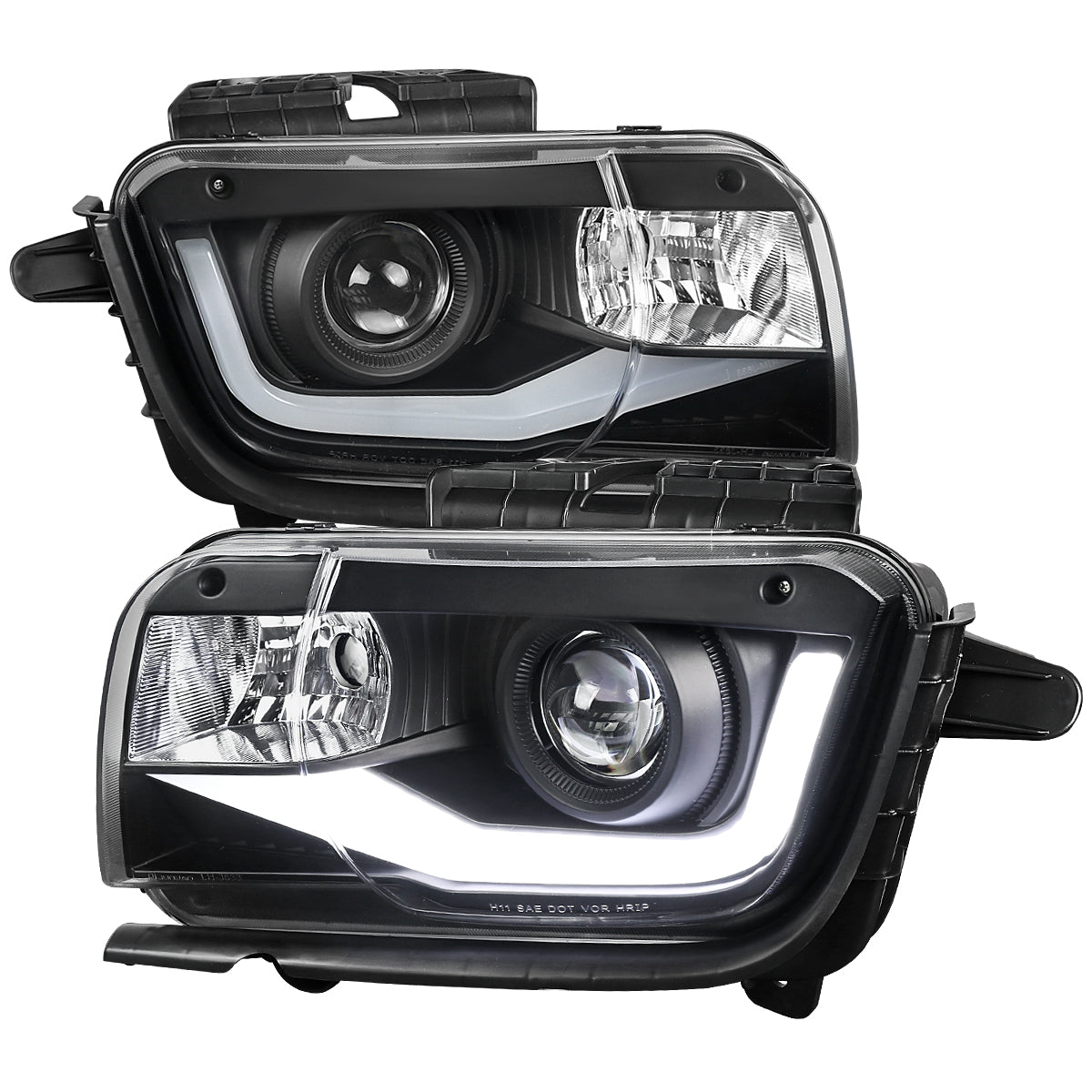 Spec-D 10-13 Chevy Camaro LED Bar Projector Headlights Black