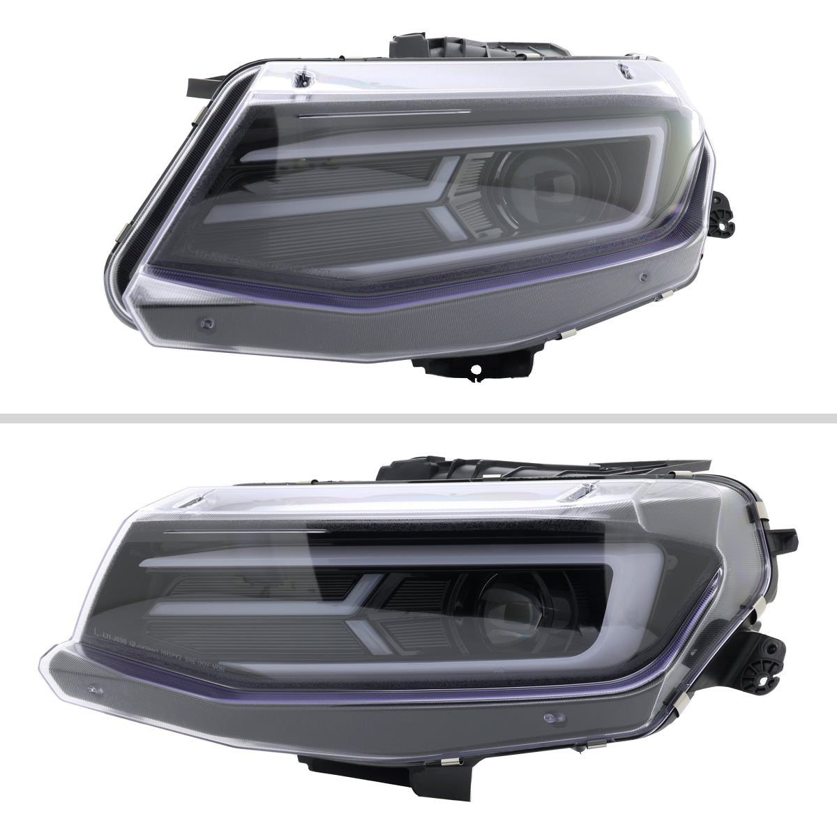 Spec-D 16-18 Chevy Camaro Headlights LED Strip Sequential Glossy Black
