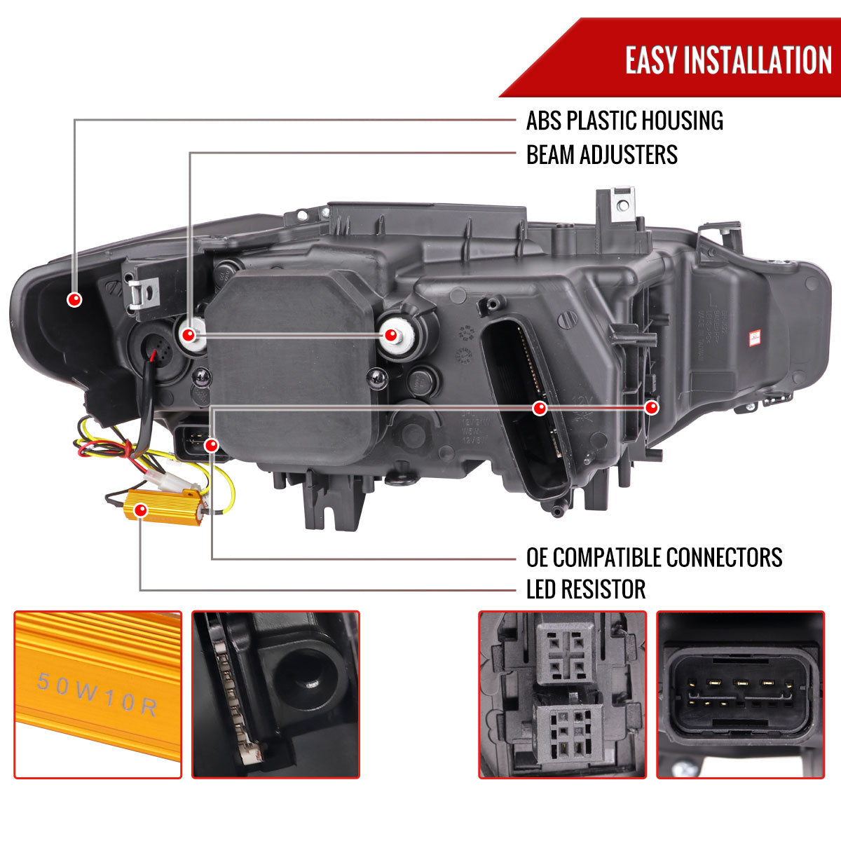 Spec-D 12-15 BMW F30 3-Series 4DR LED Projector Headlights HID Chrome