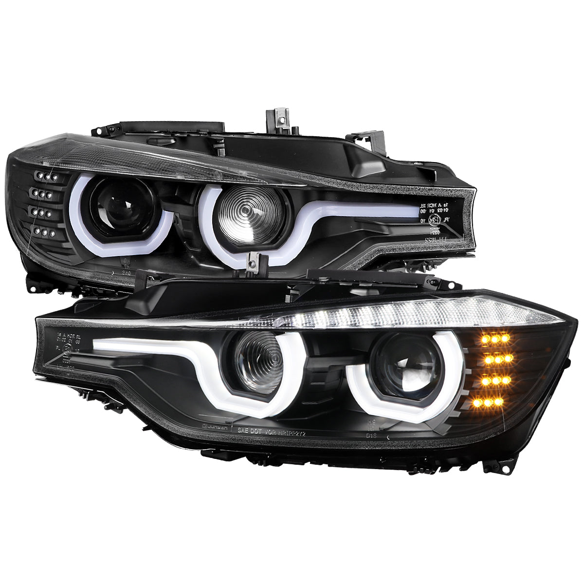 Spec-D 12-15 F30 3-Series 4DR Dual U-Bar Projector Headlights Black