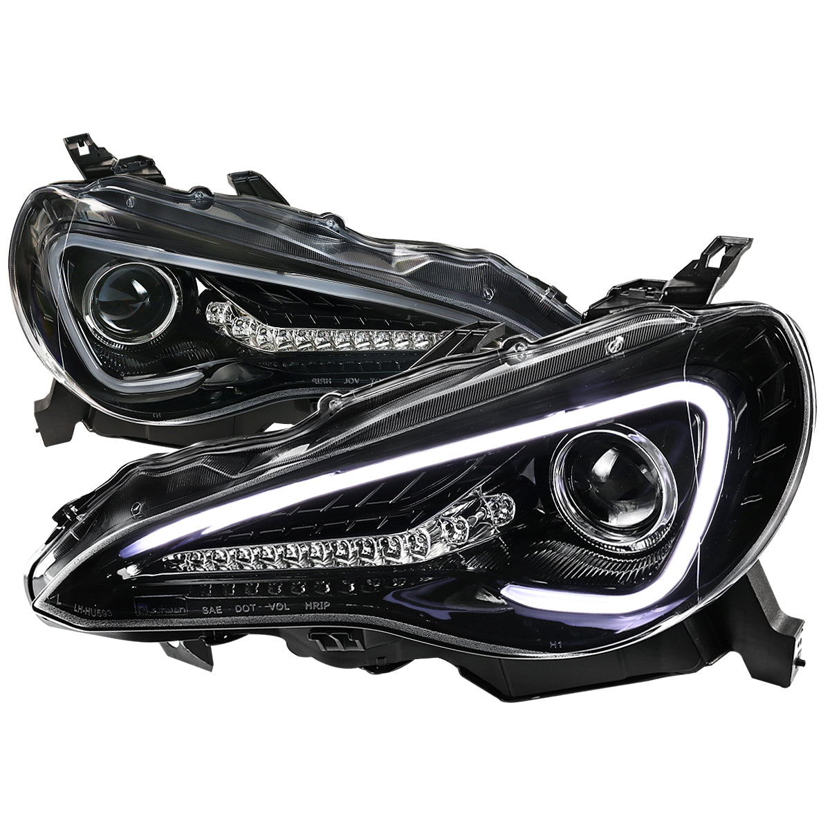 Spec-D 12-17 86 Scion FR-S Headlights LED Bar Sequential Glossy Black
