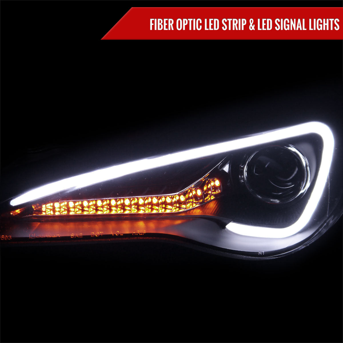 Spec-D 12-17 Scion FRS/ 86 Projector Headlights LED Bar Black