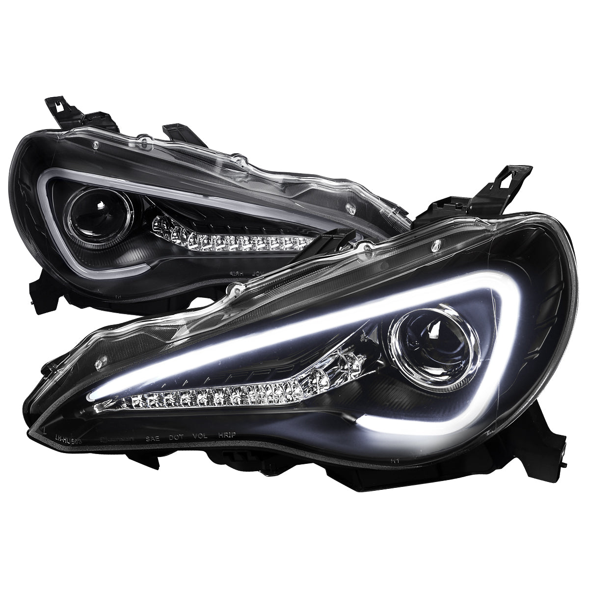 Spec-D 12-17 Scion FRS/ 86 Projector Headlights LED Bar Black