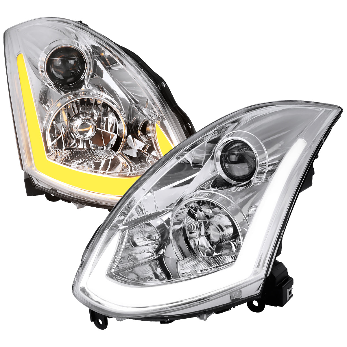 Spec-D 03-07 Infiniti G35 Coupe Headlights LED Bar Sequential Chrome