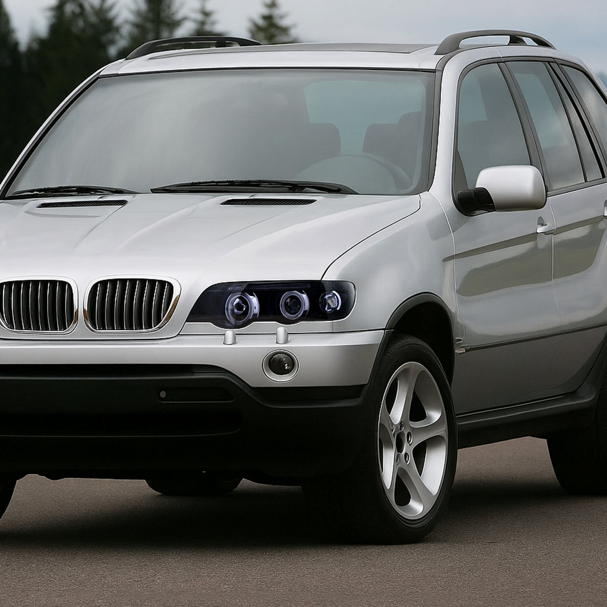Spec-D 01-03 BMW E53 X5 Dual Halo Projector Headlights GL Black/Smoked