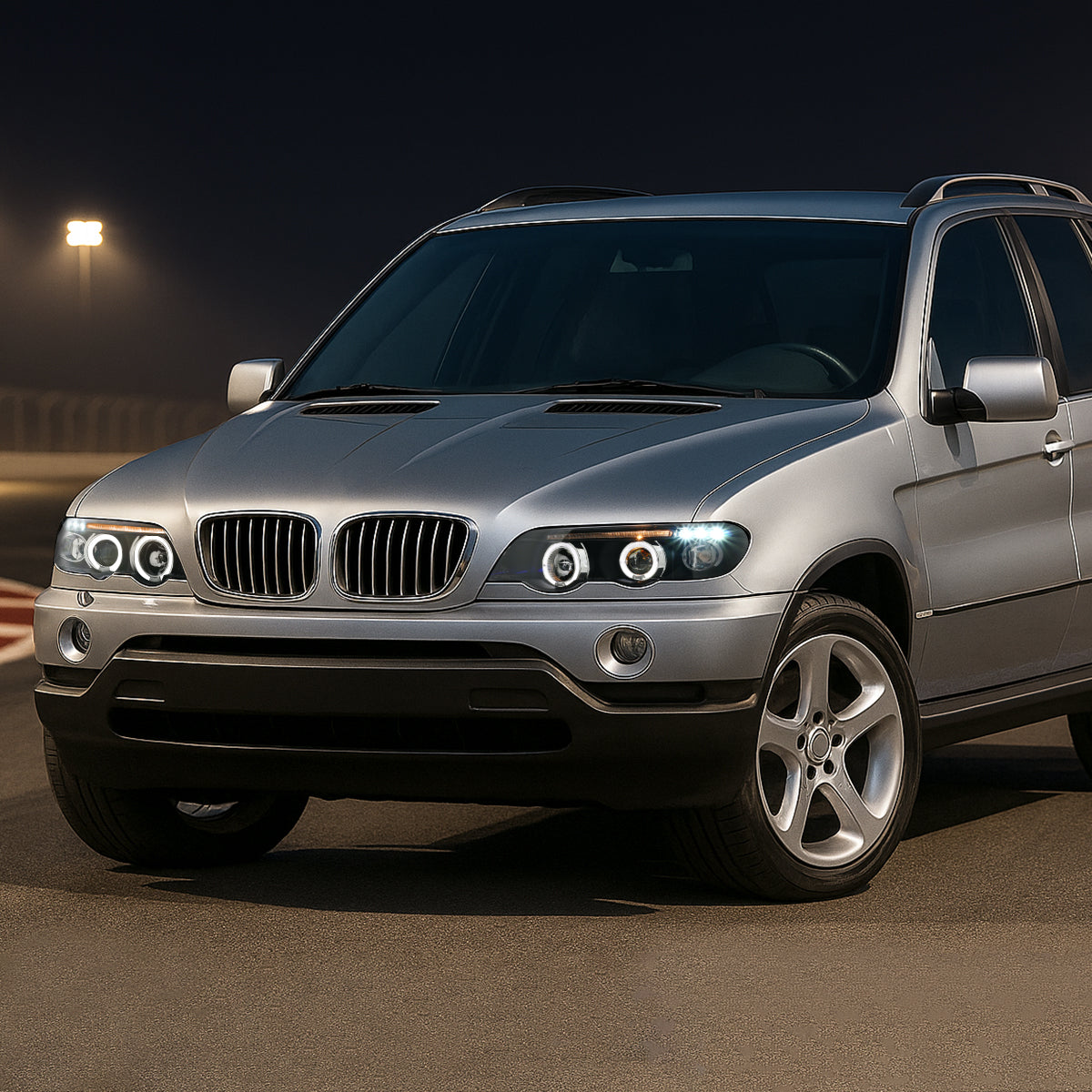 Spec-D 01-03 BMW E53 X5 Halo Projector Headlights Black