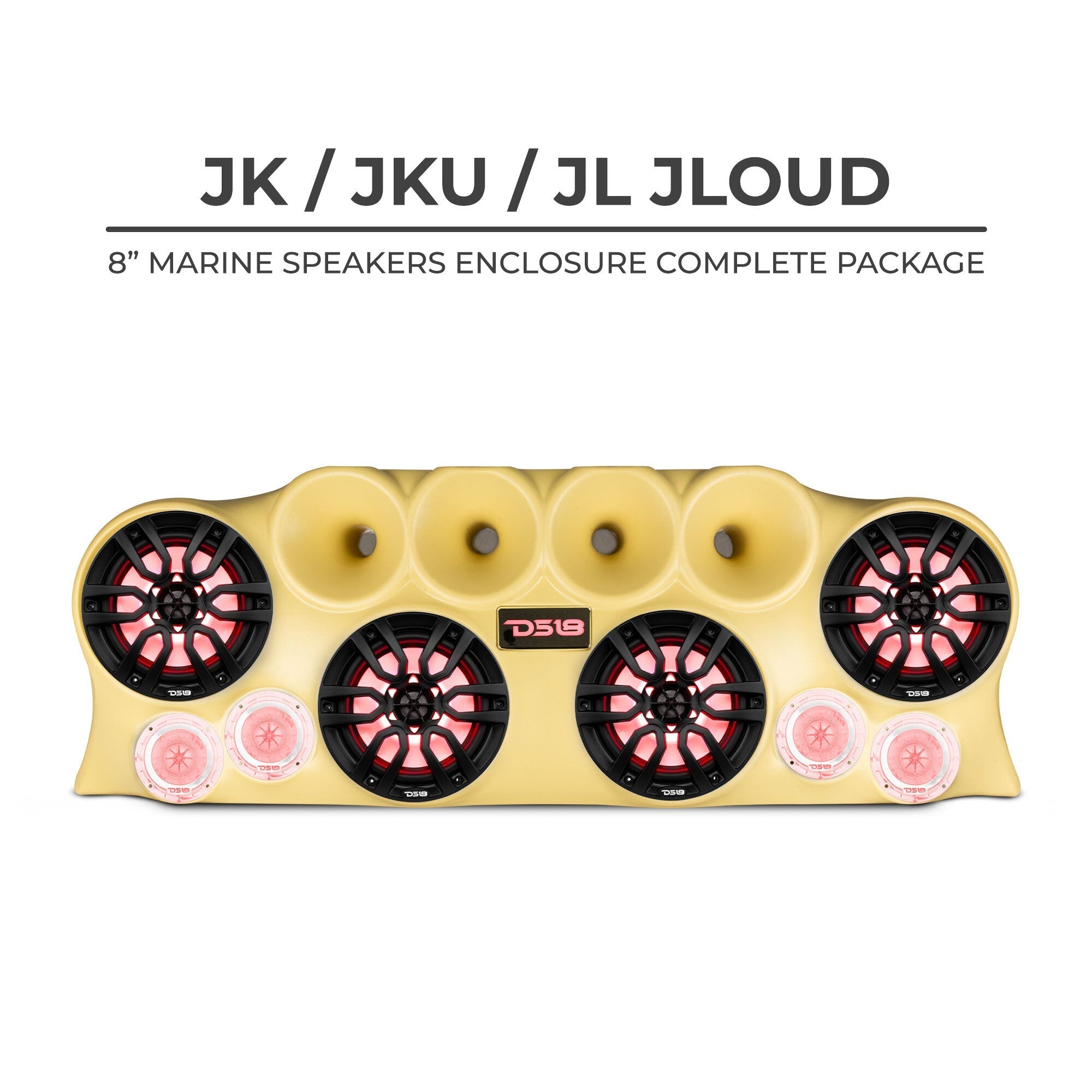 DS18 J-LOUD Jeep Wrangler JK/JKU/JL Loaded Sound Bar System, Black / White