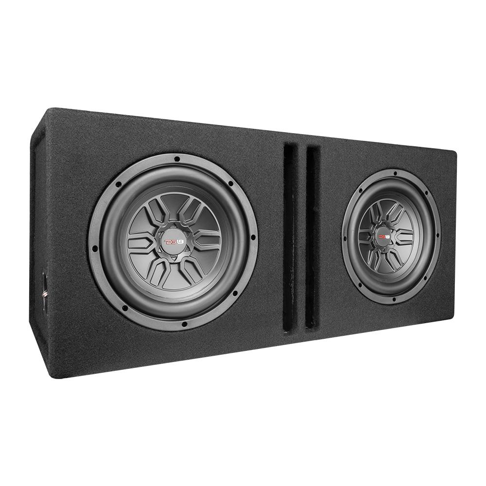 DS18 LSE-210A Bass Package 2 x SLC-MD10.4 In a Ported Box with S-1500.1/RD Amplifier and 4-GA Amp Kit 800 Watts