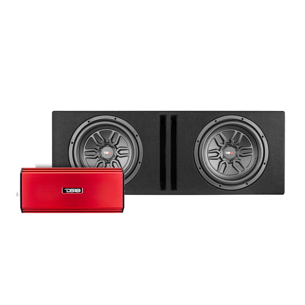DS18 Bass Package 2 X SLC-MD12 In a Ported Box with S-1500.1/RD Amplifier and 4-GA Amp Kit 250 Watts Rms