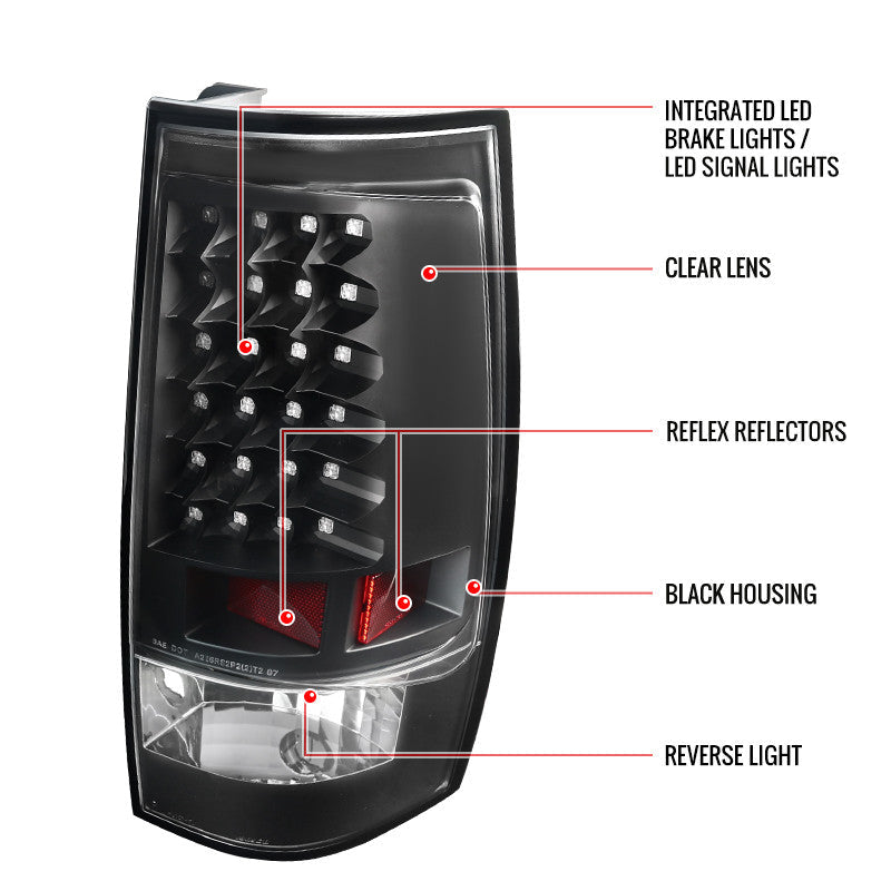 Spec-D 07-14 GMC Sierra Denali Tail Lights LED V2 Matte Black/Clear
