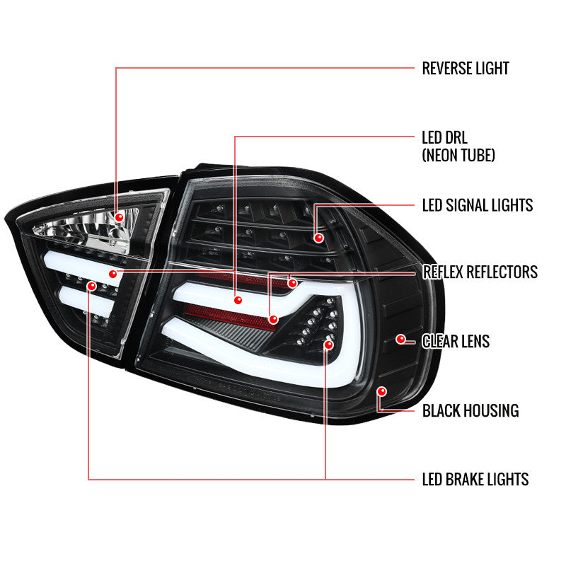 Spec-D 06-08 BMW E90 323i 325i 328i 330i LED Tail Lights Black