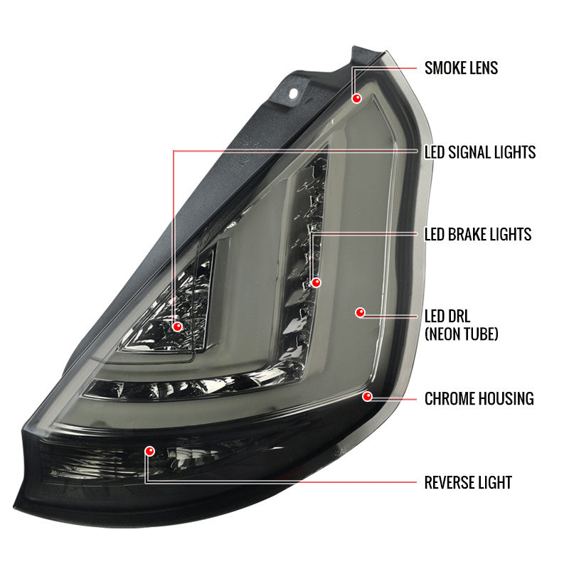 Spec-D 11-13 Ford Fiesta Hatchback LED Tail Lights Smoked