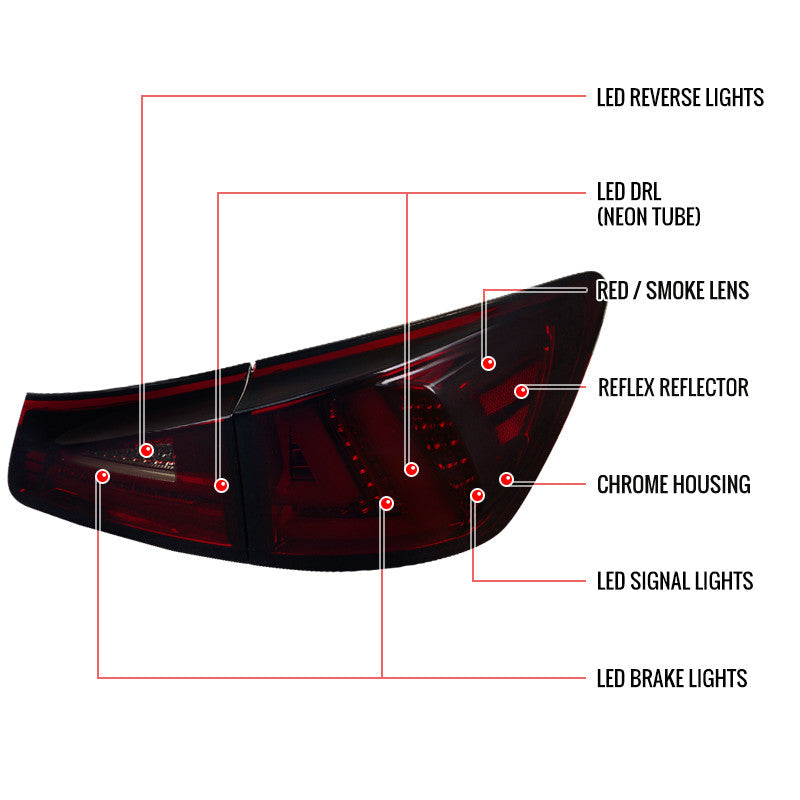 Spec-D 06-08 Lexus IS250 IS350 LED Tail & Trunk Lights Red Smoked