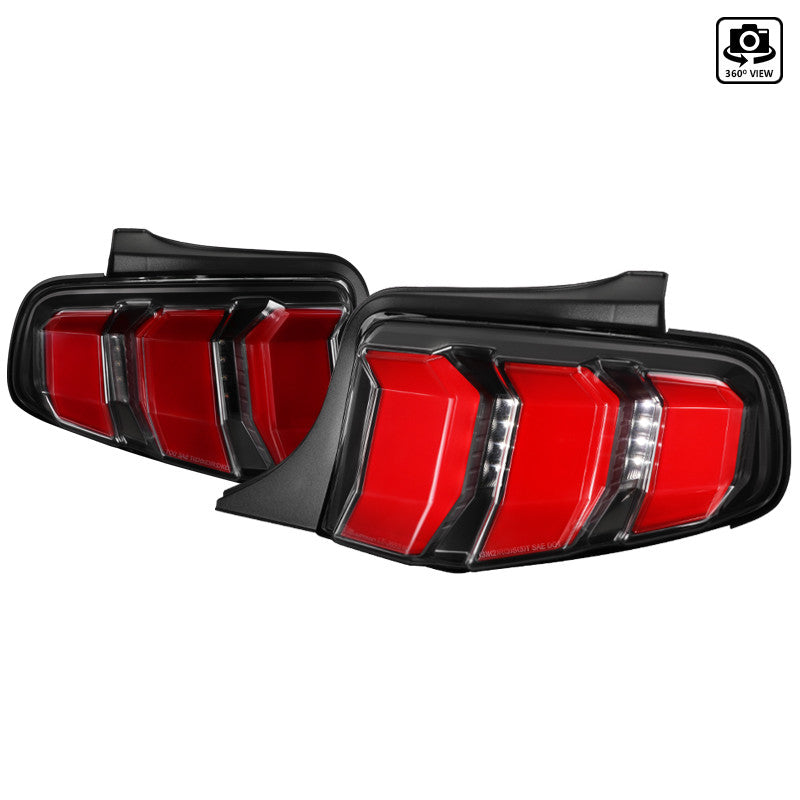 Spec-D 10-12 Ford Mustang LED Tail Lights Red/ white Bar