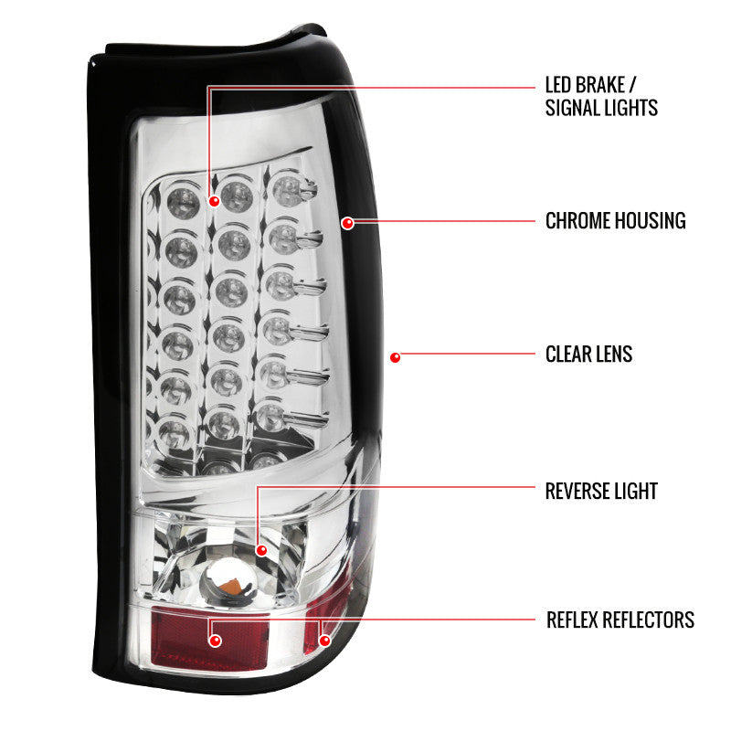 Spec-D 99-02 GMC Sierra/ Chavy Silverado LED Tail Lights Chrome