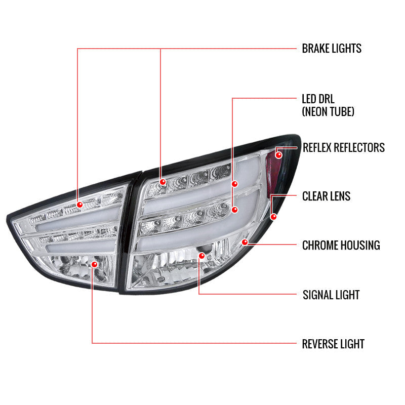 Spec-D 10-12 Hyundai Tucson LED Bar Tail Lights Chrome
