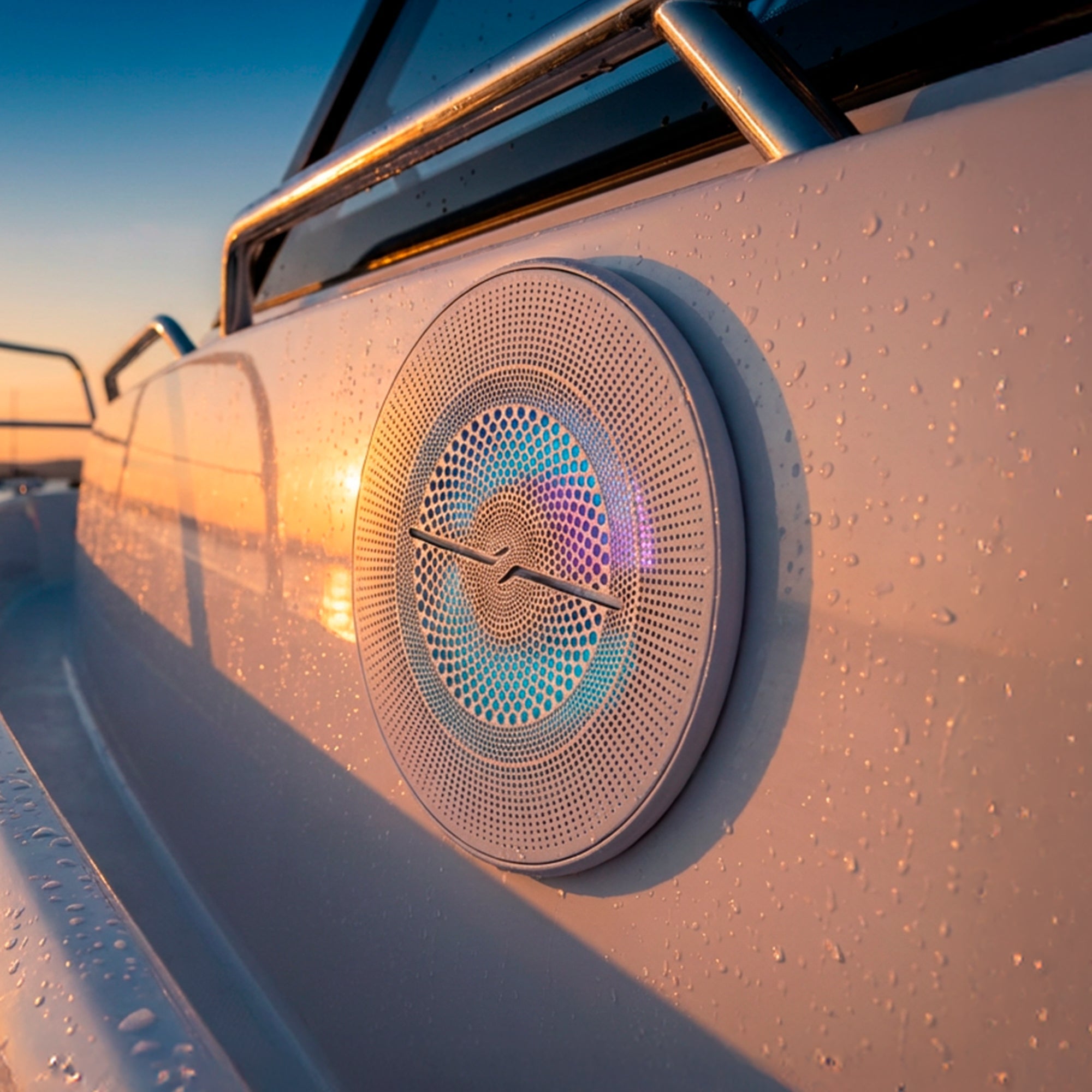 Luxury 8” 2-Way Marine Coaxial Speaker with Digital LED Lights and Flush Magnetic Mount Grille | 175W RMS 4-Ohm