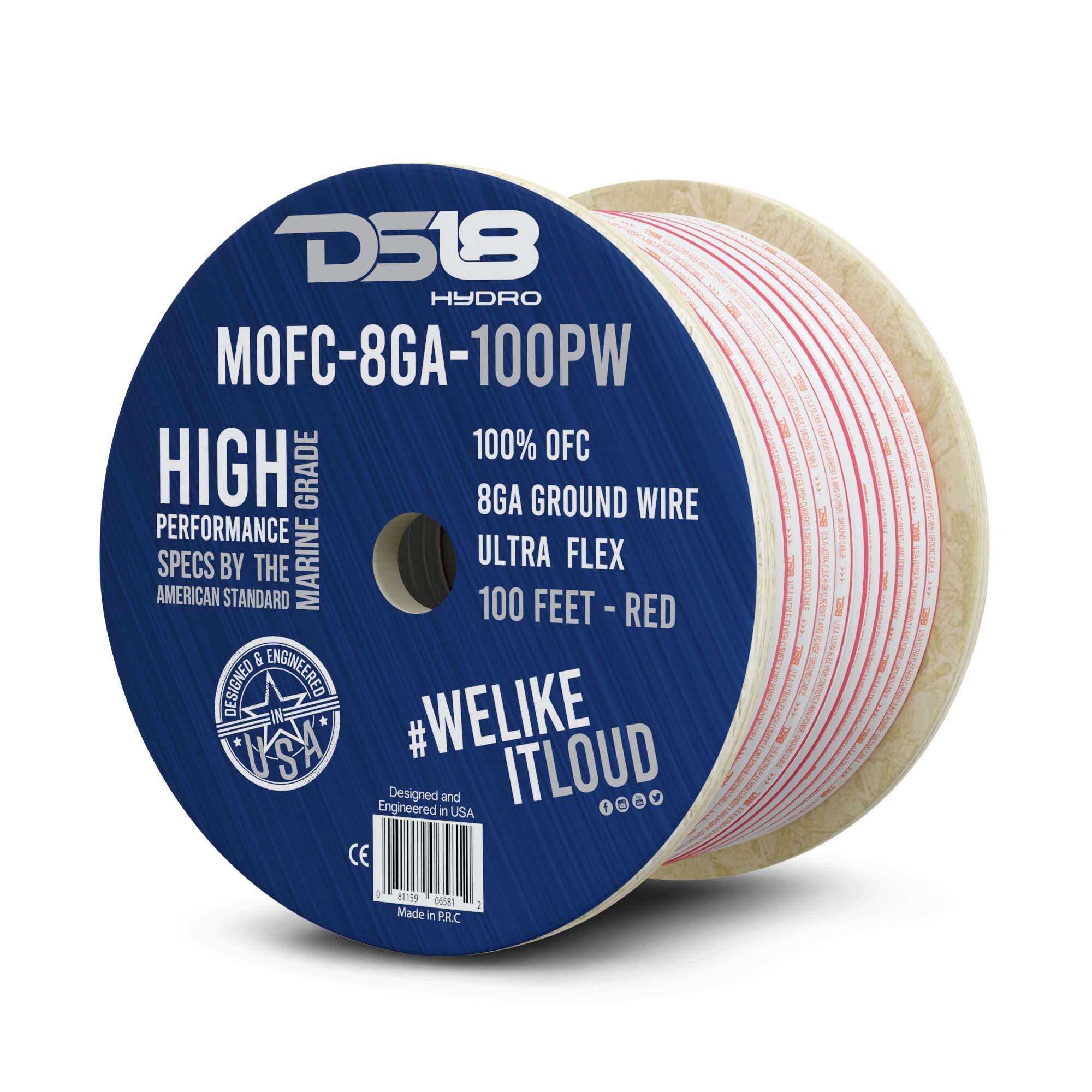 DS18 8-GA Marine Grade Tinned 100% Copper OFC Power Wire -100 Feet