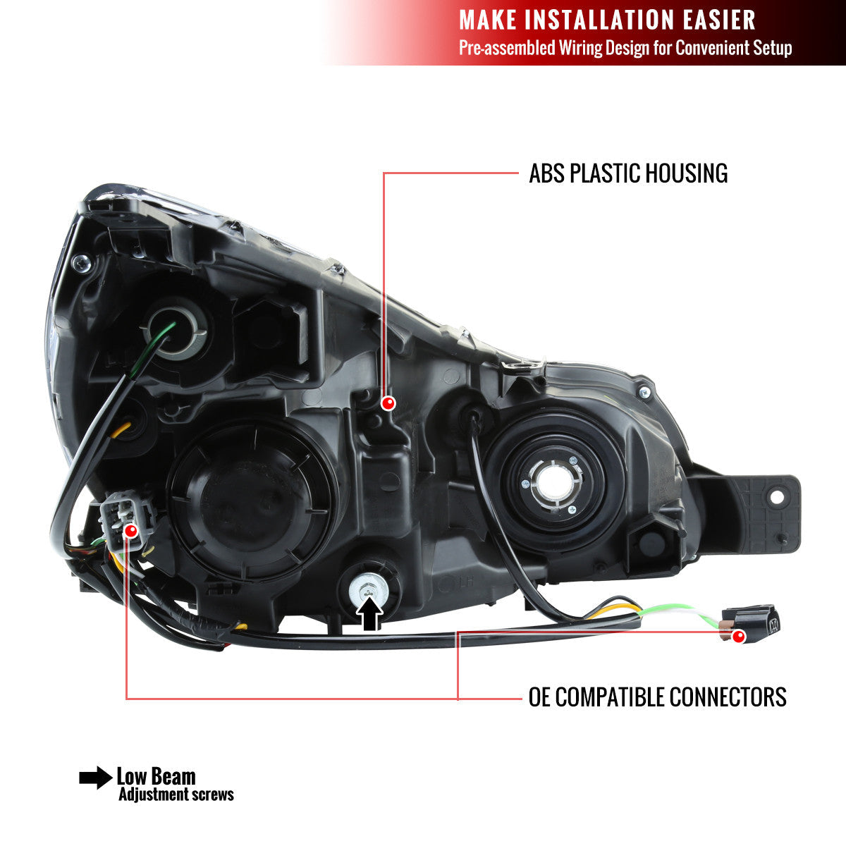 Spec-D 10-14 Outback Legacy Projector Headlights Black/Clear