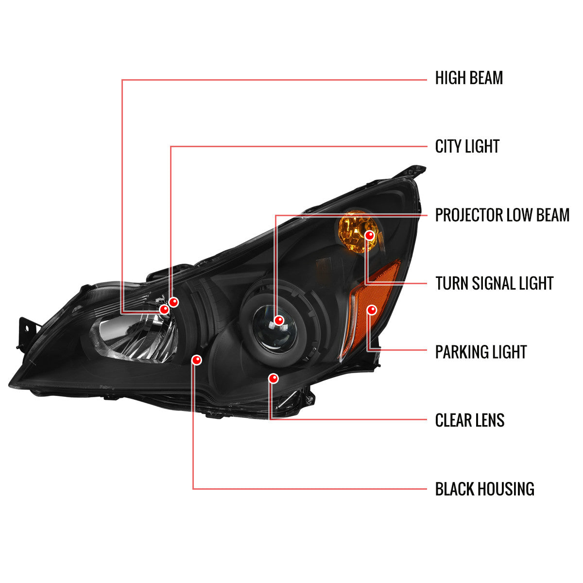Spec-D 10-14 Outback Legacy Projector Headlights Black/Clear