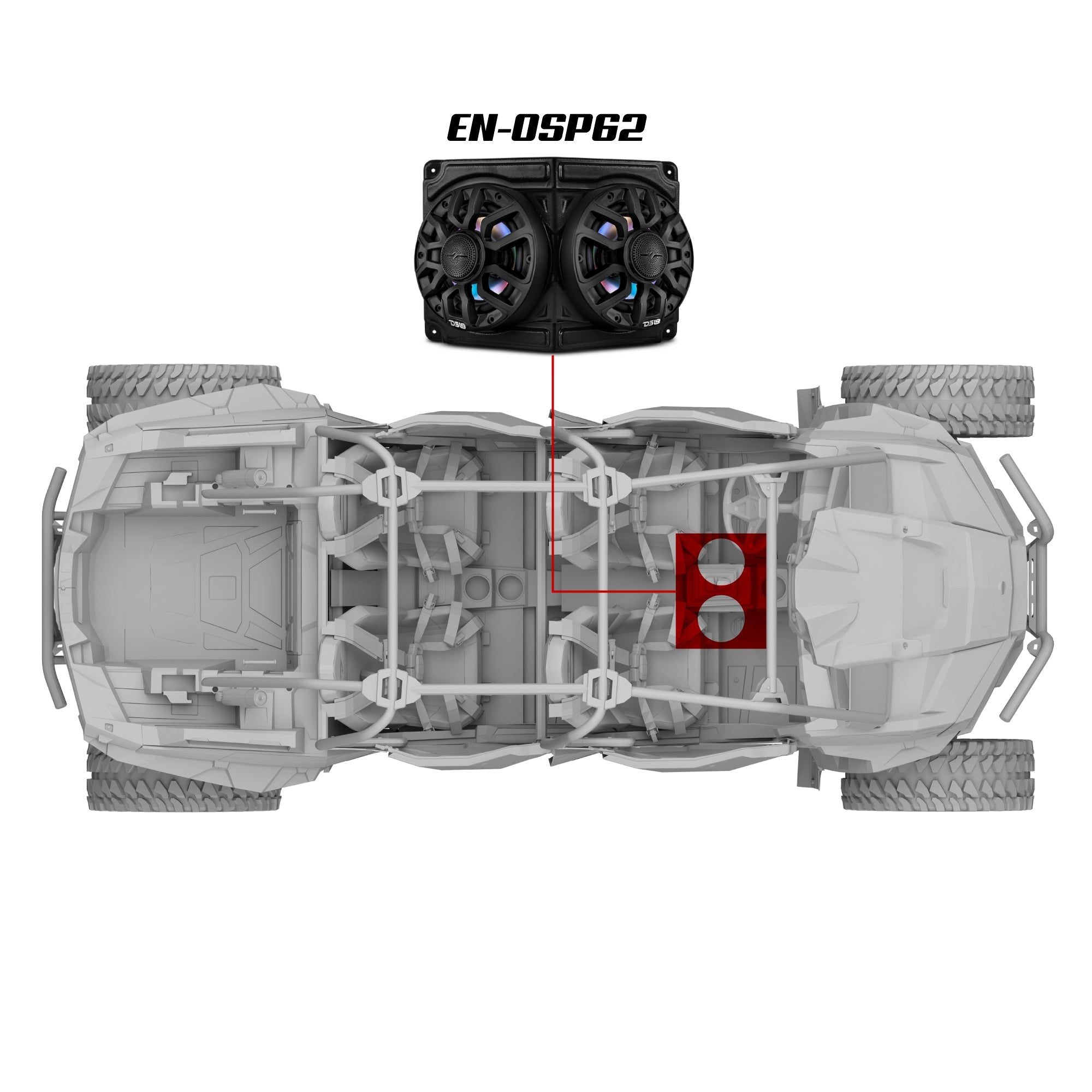 Polaris RZR / RZR PRO Overhead Enclosure With Amplifier and Installation Kit - Loaded with 2x 6.5