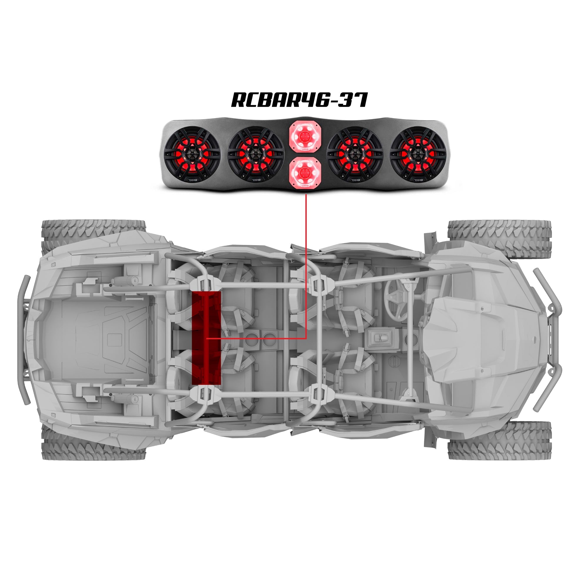 Polaris RZR/RZR PRO Soundbar With Amplifier and Installation Kit - Loaded with 4x 6.5