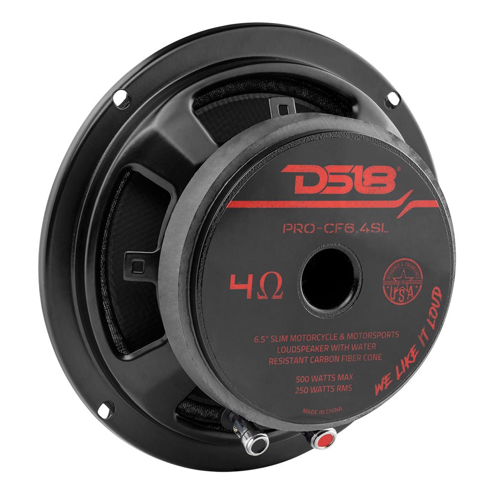 PRO 6.5” Shallow Mid-Bass Loudspeaker with Carbon Fiber Water-Resistant Cone | 250W RMS 4-Ohm