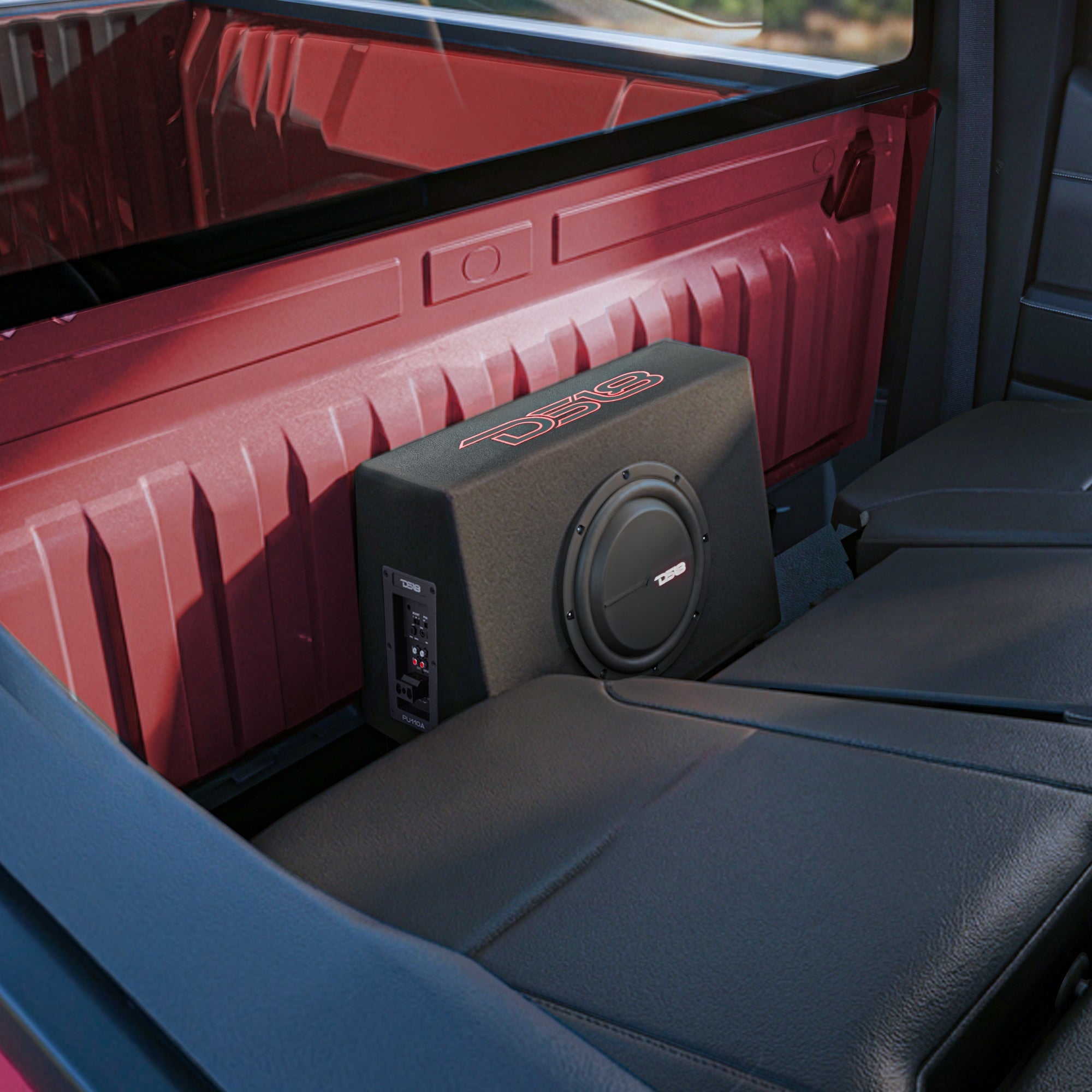10” Amplified Shallow Subwoofer Enclosure for Pickup Trucks