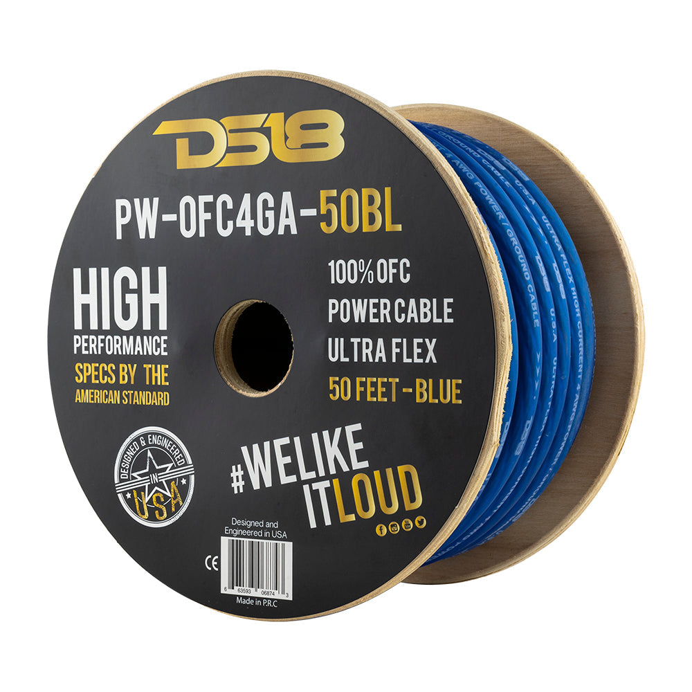 DS18 4-GA 100% OFC Ground, Power Cable, 50 Feet
