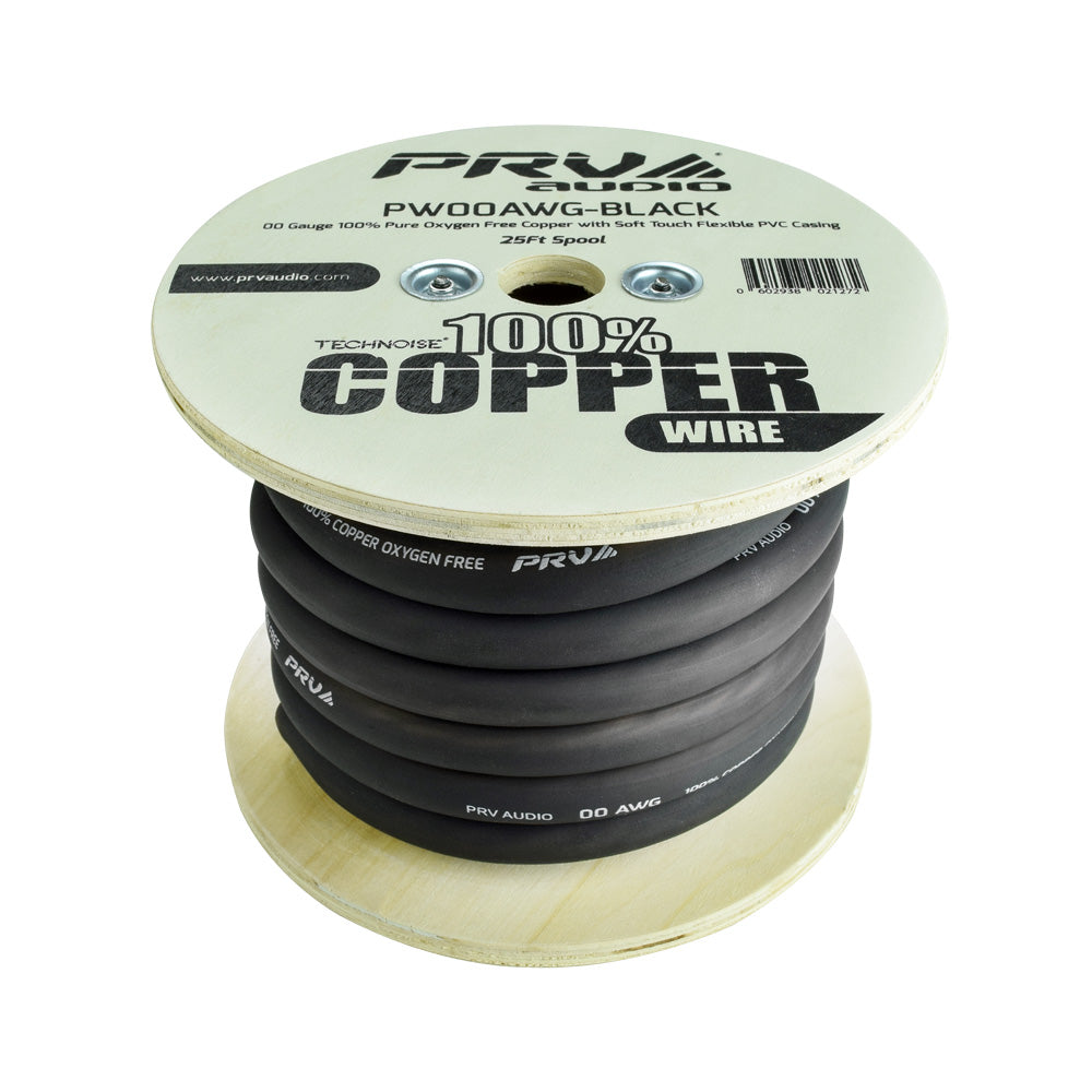 PRO AUDIO OFC POWER WIRE SPOOL 2/0G 25 FT BLACK