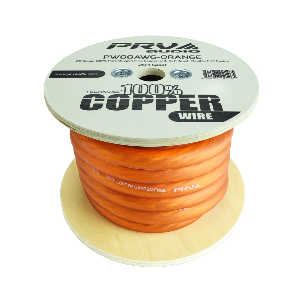 PRO AUDIO OFC POWER WIRE SPOOL 2/0G 25 FT ORANGE
