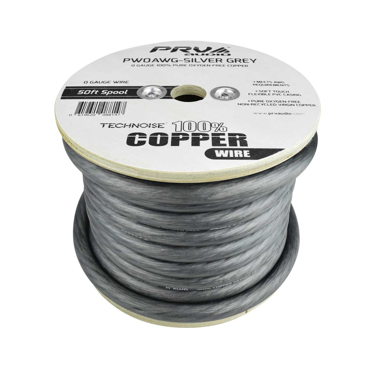 PRO AUDIO OFC POWER WIRE SPOOL 1/0G 50 FT GREY