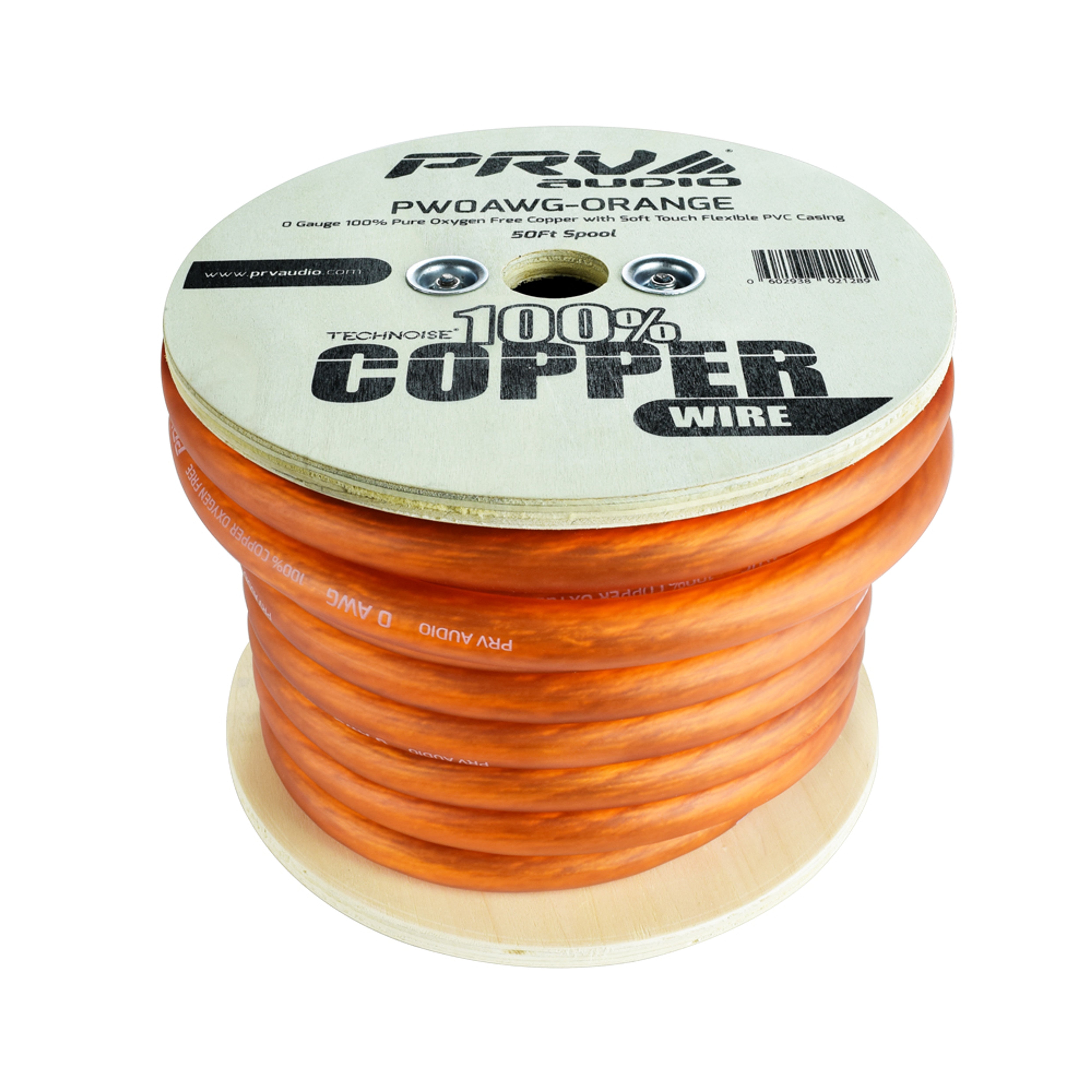 PRV PW0AWG - ORANGE 0 GAUGE OFC WIRE, CAR AUDIO POWER / GROUND COPPER CABLE (50 FT SPOOL)