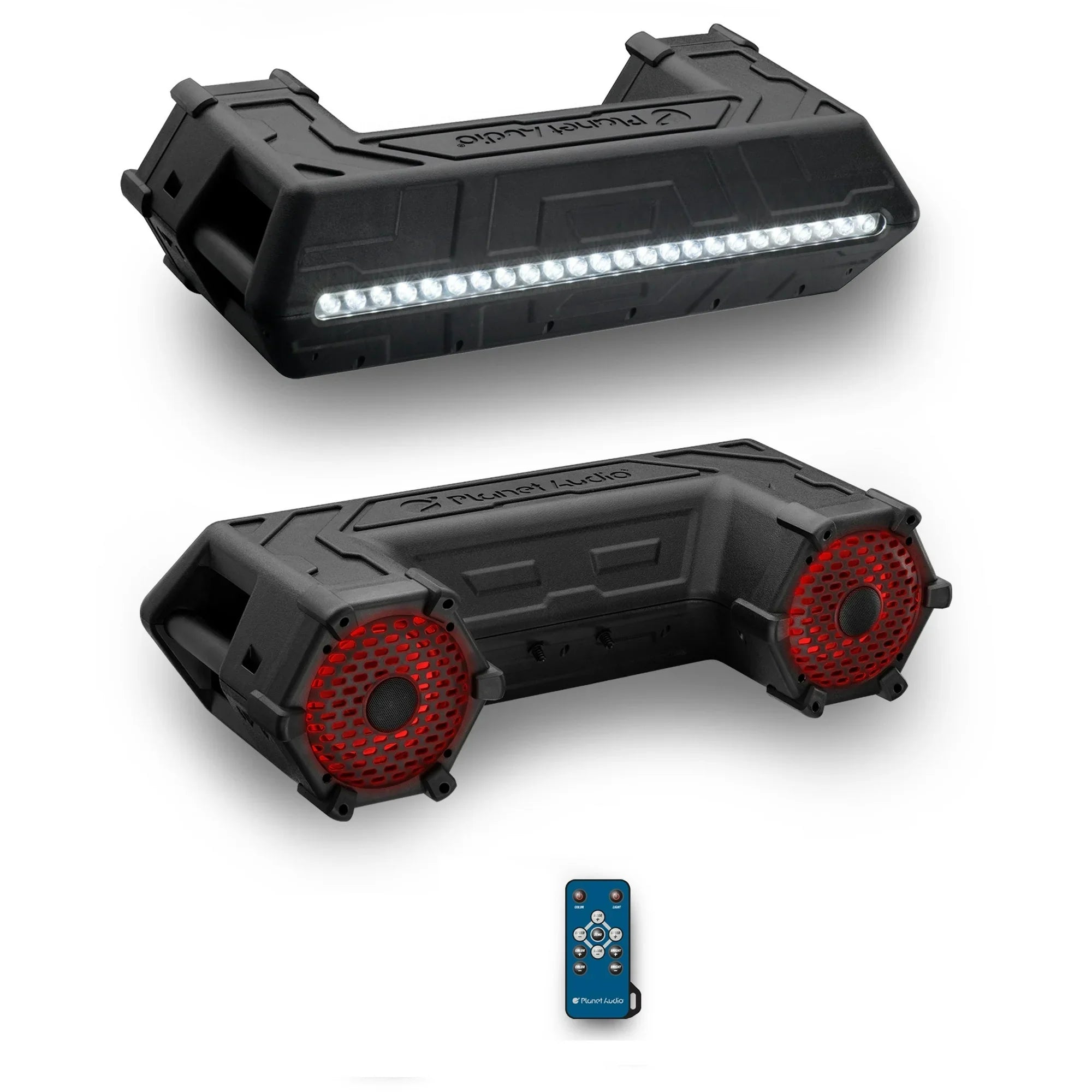 Planet Audio PATV65RGB ATV UTV Audio Stereo Sound System - 6.5 inch Speakers, 1.5 inch Tweeters, Built-in Amplifier, Bluetooth, LED Lightbar, Multicolor Illumination, Weatherproof, Easy Installation