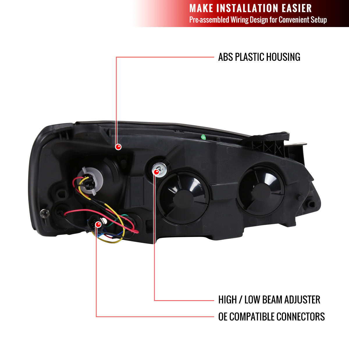 Spec-D 05-10 Pontiac G6 Headlights LED Bar Projector Black/Clear