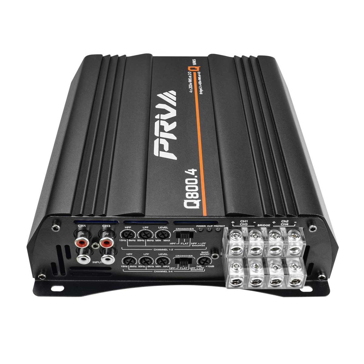 PRV Audio Q800.4 2OHM 4 Channel 800W Full-Range Amplifier, Black - 2 Ohms