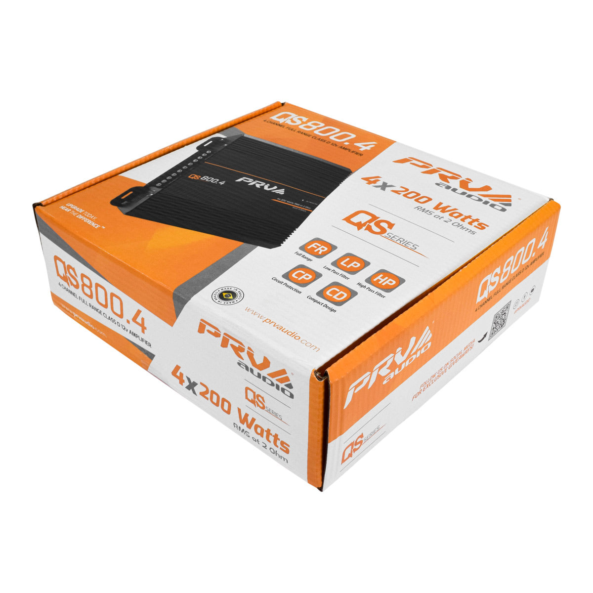 PRV Audio QS800.4 2 Ohm Compact 4 Channel Car Audio Amplifier 4 x 220 Watts RMS at 2 Ohm