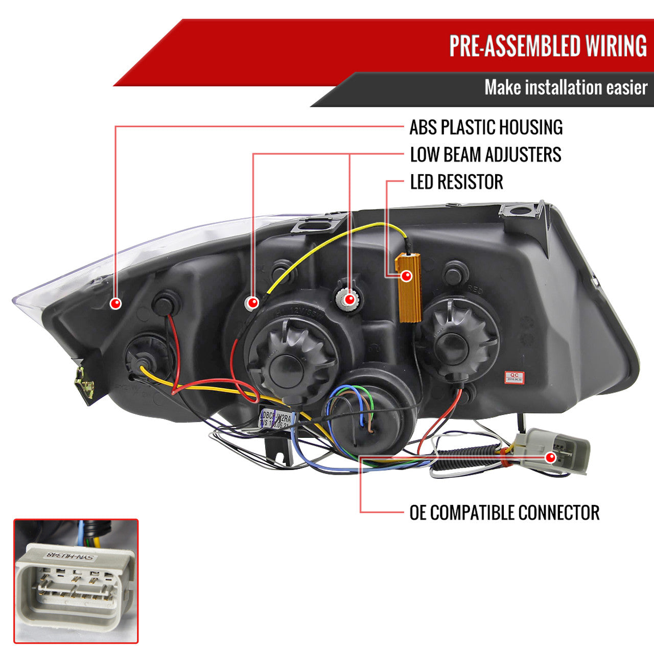 Spec-D 06-08 BMW E90 325i 328i 330i Halo Projector Headlights Smoked