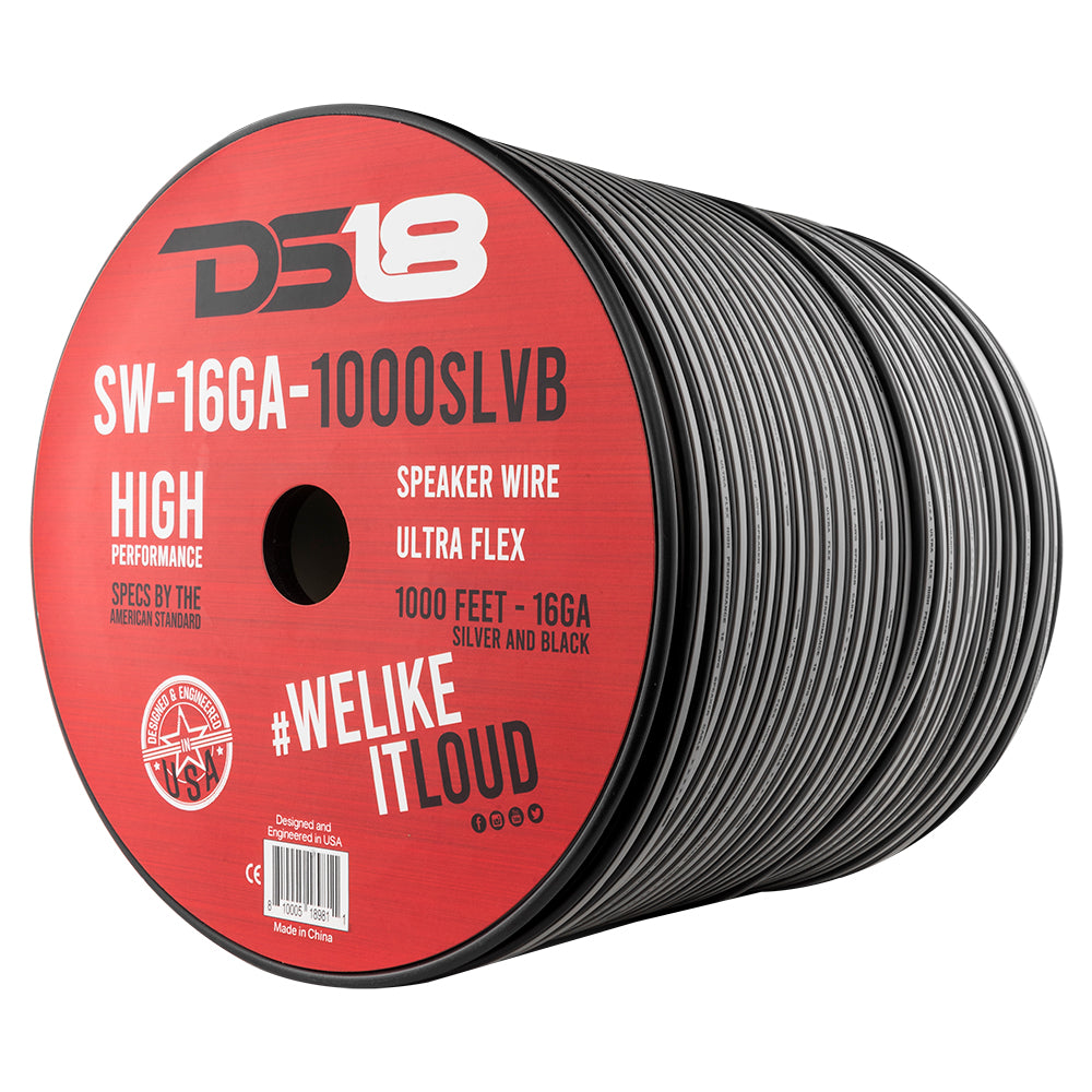 DS8 16-GA Speaker Wire 1000 Feet -Silver and Black