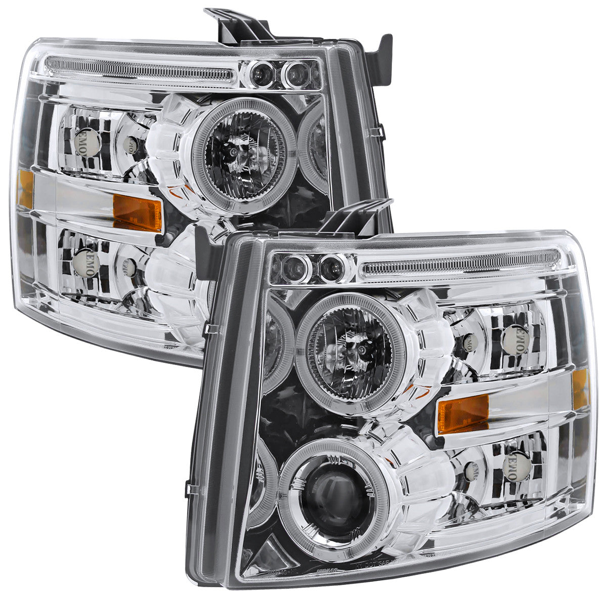 Spec-D 07-10 Chevy Silverado Halo Projector Headlgihts Chrome