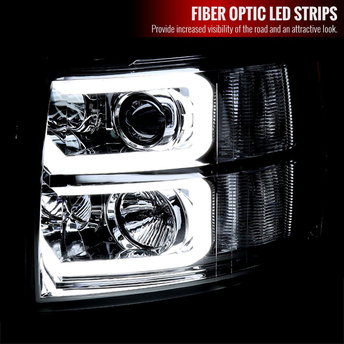 Spec-D 07-14 Silverado 2500HD 3500HD Headlights LED Bar Chrome