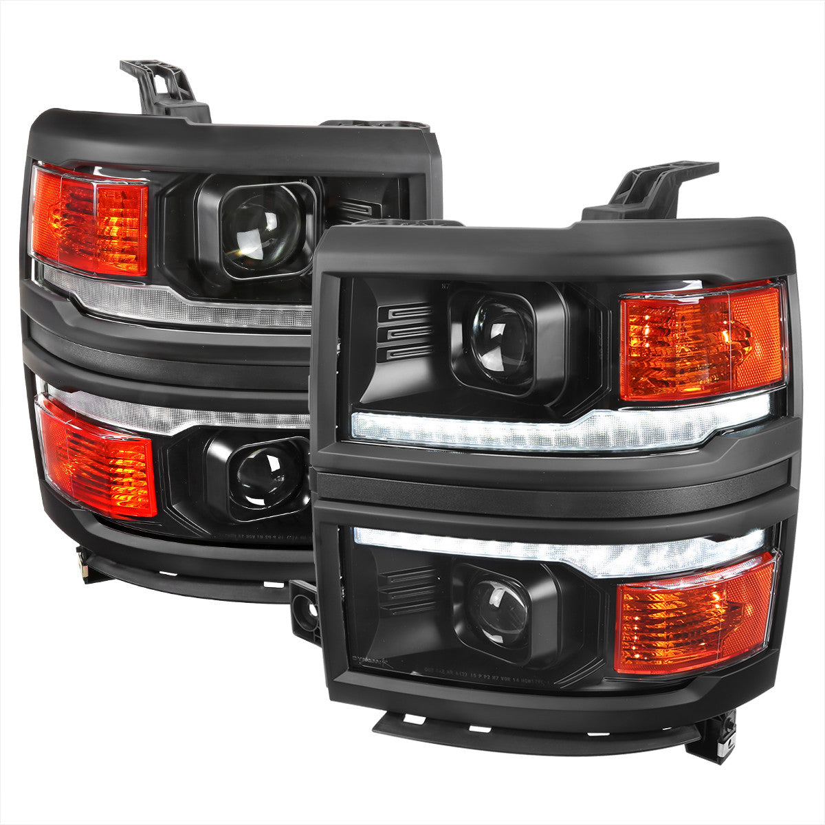 Spec-D 14-15 Silverado 1500 Pro Eadlights SEQ LED Black Trim