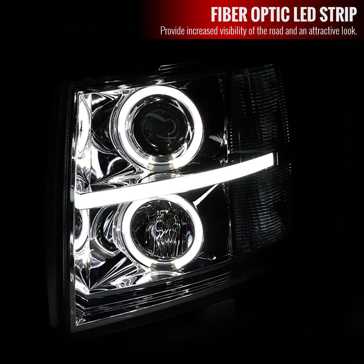 Spec-D 07-13 Silverado 2500HD 3500HD LED Bar Headlights Black/Clear