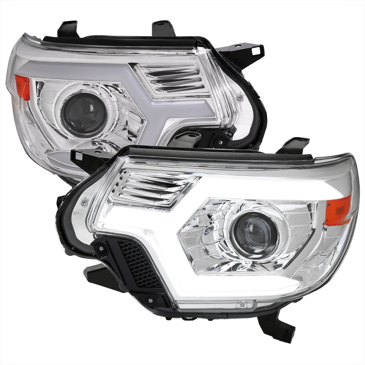 Spec-D 12-15 Tacoma LED Bar SEQ Headlights Chrome