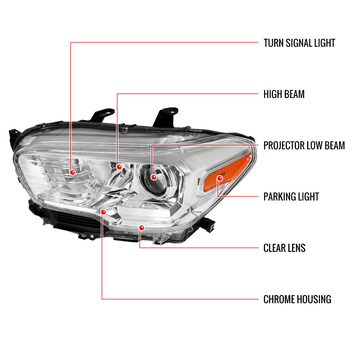 Spec-D 16-23 Tacoma retrofit Projector Headlights Chrome