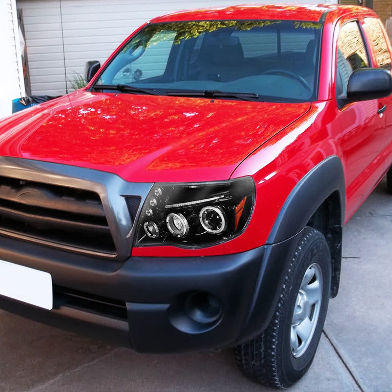 Spec-D 05-11 Toyota Tacoma Halo Projector Headlights Jet Black